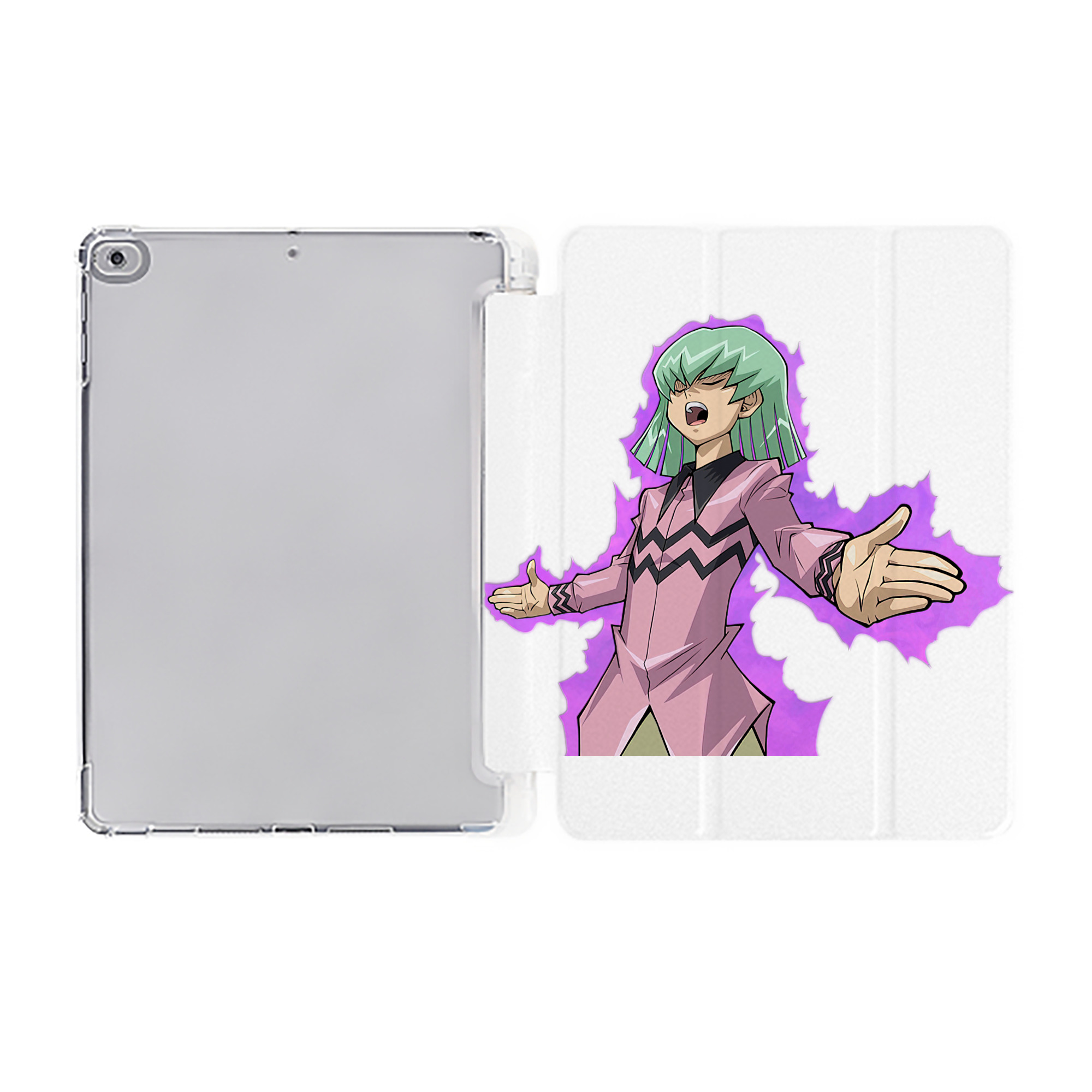 （画像用） 遊☆戯☆王 Yu-Gi-Oh! IPad ケース ペン収納付き 三つ折りスタンド PUレザー×シリコン 対応機種9.5/10.5/10.9インチ